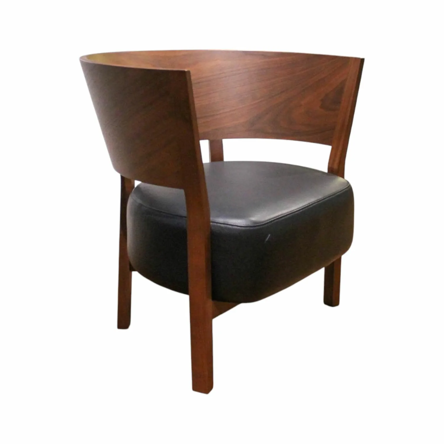 Conde House Loungesessel|Sessel Tosai Leder L3 Schwarz Gestell Nussbaum