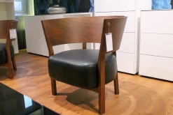 Conde House Loungesessel|Sessel Tosai Leder L3 Schwarz Gestell Nussbaum