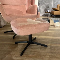 Conform Relaxsessel|Sessel Turtle Stoff Velvety 1456 32 Peach Rosa Drehgestell Schwarz Lackiert Mit Hocker Und Verstellbarer Lehne