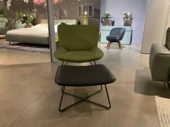 Rolf Benz Loungesessel|Sessel Und Hocker 383 Bezug Stoff 05 214 Maigrün Grün Hocker Leder 36 407 Schwarz Metallgestell RAL 9017 Verkehrsschwarz