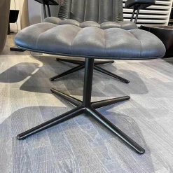 Walter Knoll Relaxsessel|Sessel Und Hocker Healey Lounge Leder Vintage mit Hocker 1410 Cigar 4-Fuss Kreuzgestell Alu Matt Bro