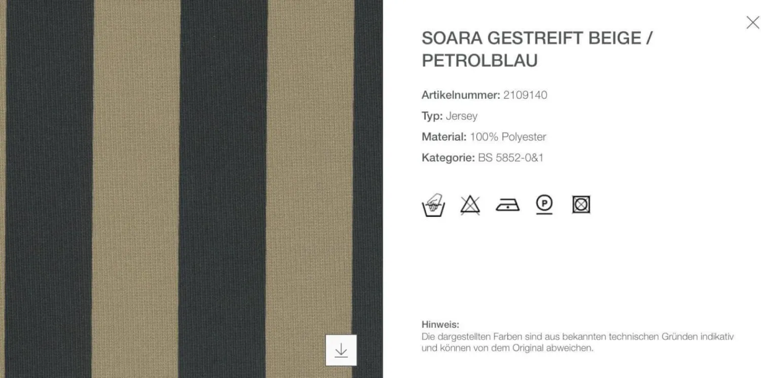 B&B Italia Relaxsessel|Sessel UP 50 Stoff Jersey Soara Gestreift Beige Petrolblau Metallbasis Unterseite Kernleder Mit Hocker