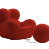 B&B Italia Relaxsessel|Sessel UP 2000 Stoff Jersey Soara Rot Metallbasis Unterseite Kernleder Mit Hocker
