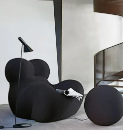 B&B Italia Relaxsessel|Sessel UP 2000 Stoff Jersey Soara Rot Metallbasis Unterseite Kernleder Mit Hocker