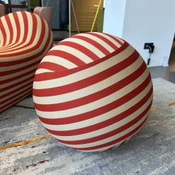 B&B Italia Relaxsessel|Sessel Up 2000 Stoff Soara 06 Gestreift Orange Beige Inklusive Hocker Ball