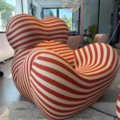 B&B Italia Relaxsessel|Sessel Up 2000 Stoff Soara 06 Gestreift Orange Beige Inklusive Hocker Ball