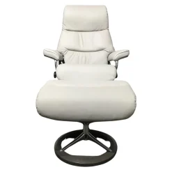 Stressless Relaxsessel|Sessel View Leder Batick Platinum Grey Gestell Signature Grau mit Hocker