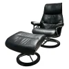 Stressless Relaxsessel|Sessel View M Bezug Cori Schwarz Untergestell Signature Metall Poliert Holz Schwarz Inklusive Hocker