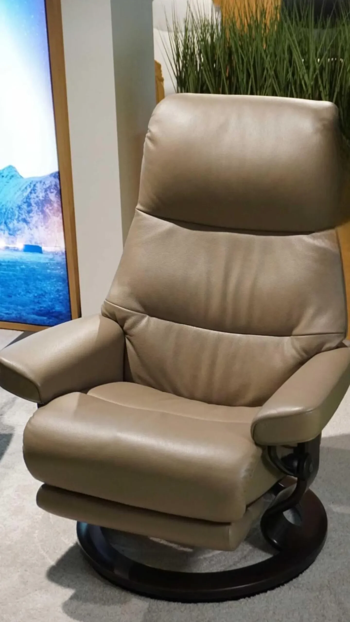 Stressless Relaxsessel|Sessel View M Leder Batick Mole Braun Füße Classic Wenge Gebeizt Mit Power Leg And Back