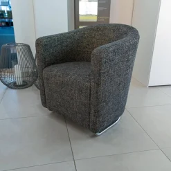 IP Design Relaxsessel|Sessel Vigo Stoff Quinto Grau Edelstahlkufe Poliert