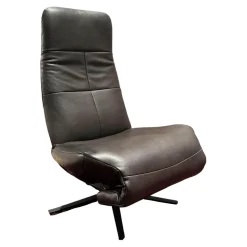 Eigene Herstellung Relaxsessel|Sessel Viola Bezug Leder Granada Graphit 2 Grau Flaches Kreuzgestell Schwarz Motorisiert