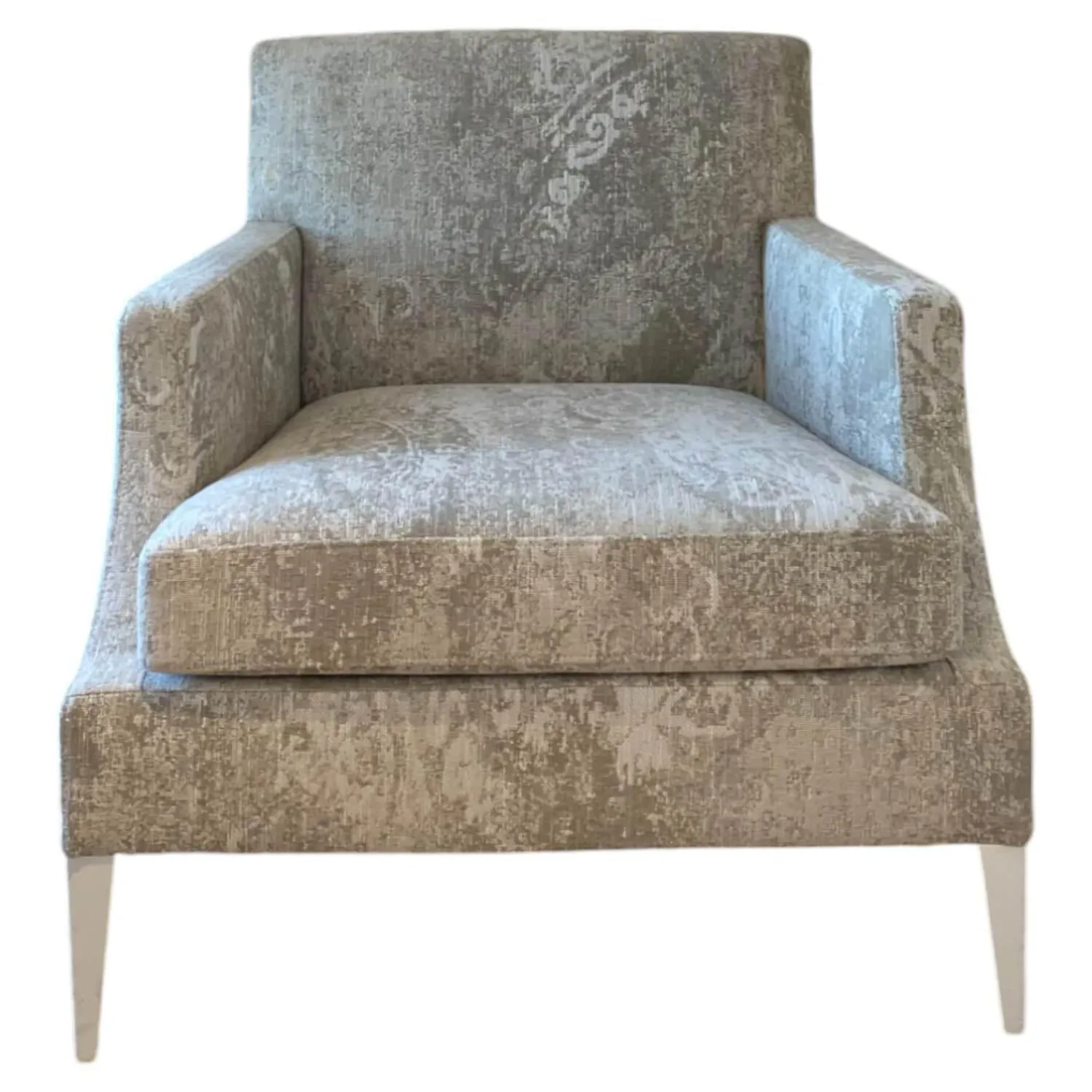 Ligne Roset Loungesessel|Sessel Voltige Stoff Weiß Grau Gemustert Füße Metall Weiß Lackiert