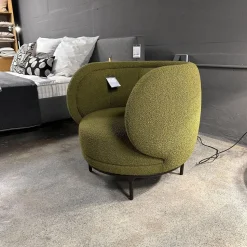 Wittmann Loungesessel|Sessel Vuelta Fauteuil 80 Stoff Elle Olivgrün Grün Füße Metall Pulverbeschichtet Bronze Schwarz