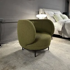 Wittmann Loungesessel|Sessel Vuelta Fauteuil 80 Stoff Elle Olivgrün Grün Füße Metall Pulverbeschichtet Bronze Schwarz