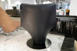 Werther Loungesessel|Sessel W100 Limited Edition Anilinleder Schwarz L 720010 Fuß Tellerscheibe Edelstahl Schwarz Drehbar