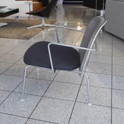 B&B Italia Einzelstühle|Relaxsessel|Sessel Web Stoff Serra Anthrazit Rücken Netz Grau Gestell Chrom