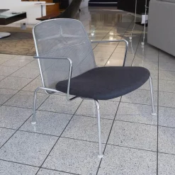 B&B Italia Einzelstühle|Relaxsessel|Sessel Web Stoff Serra Anthrazit Rücken Netz Grau Gestell Chrom