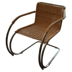 Tecta Relaxsessel|Sessel Weissenhof D 42 Geflecht Natur Beige Füße Chrom