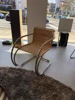 Tecta Relaxsessel|Sessel Weissenhof D 42 Geflecht Natur Beige Füße Chrom