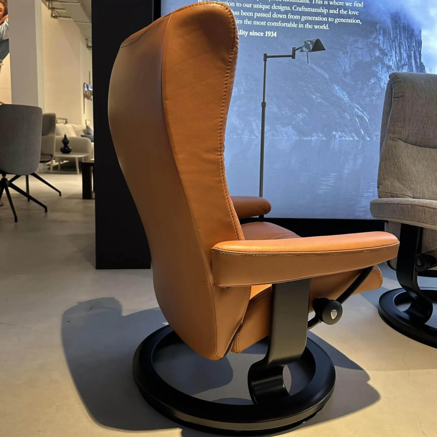 Stressless Relaxsessel|Sessel Wing M Classic Bezug Leder Paloma New Cognac Braun Gestell Schwarz