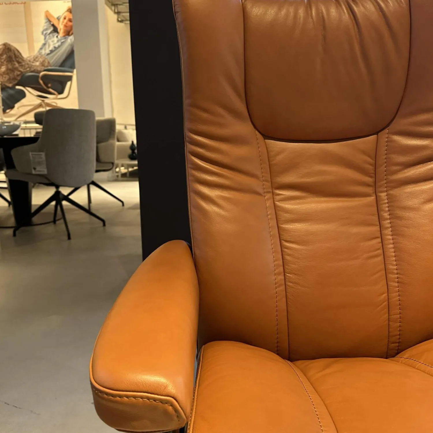 Stressless Relaxsessel|Sessel Wing M Classic Bezug Leder Paloma New Cognac Braun Gestell Schwarz