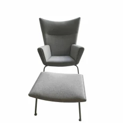 Carl Hansen & Søn Relaxsessel|Sessel Wingchair Stoff Divina Melange 2 Col 120 Gestell Edelstahlmit Hocker