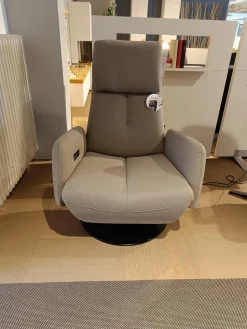 WK Wohnen Relaxsessel|Sessel WK 616 Carlos Leder G Davinci Dune Beige Grau Drehteller Holz Black Schwarz Matt Mit 2 Motoren Und Kipptaster