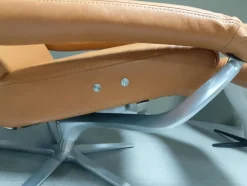 Koinor Relaxsessel|Sessel Yoko No 5 Leder B Toro Whisky Braun Gestell 5 Arm Drehkreuz Nickel Silber Satiniert