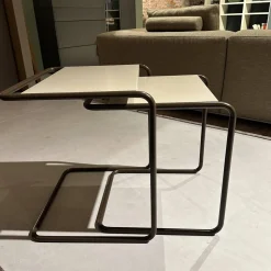 Thonet Beistelltische|Set Beistelltische B97 Gestell TS 8005 Lackiert Schokobraun Braun Platte Decklack TS 3005 Warmgrau Grau