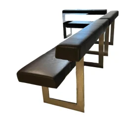 Kolini Bänke|Set Eckbank K122 Steel LEder Montana in 1241 Graphit Gestell Edelstahl