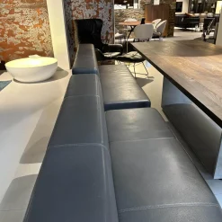 Kolini Bänke|Set Eckbank K122 Steel LEder Montana in 1241 Graphit Gestell Edelstahl