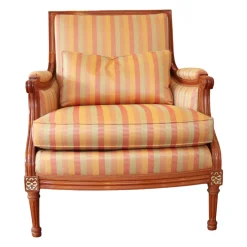 Finkeldei Relaxsessel|Sichtholzsessel Lafayette 756 Stoff Gelb Orange Rot Gestell Kirschbaum