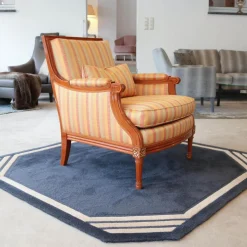 Finkeldei Relaxsessel|Sichtholzsessel Lafayette 756 Stoff Gelb Orange Rot Gestell Kirschbaum