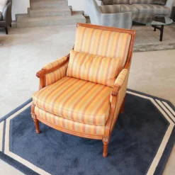 Finkeldei Relaxsessel|Sichtholzsessel Lafayette 756 Stoff Gelb Orange Rot Gestell Kirschbaum