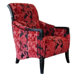 Finkeldei Relaxsessel|Sichtholzsessel Merkur 343 Sonderstoff Jab Anstotz Rot Schwarz