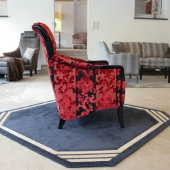 Finkeldei Relaxsessel|Sichtholzsessel Merkur 343 Sonderstoff Jab Anstotz Rot Schwarz