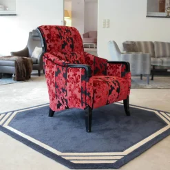 Finkeldei Relaxsessel|Sichtholzsessel Merkur 343 Sonderstoff Jab Anstotz Rot Schwarz