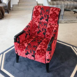 Finkeldei Relaxsessel|Sichtholzsessel Merkur 343 Sonderstoff Jab Anstotz Rot Schwarz