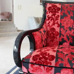 Finkeldei Relaxsessel|Sichtholzsessel Paris 309 Sonderstoff Jab Anstotz Rot Schwarz Gestell Schwarz