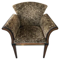 Finkeldei Relaxsessel|Sichtholzsessel Vera Stoff Montagna 3344 Braun Graubeige Gestell Sichtholz Dunkelbraun