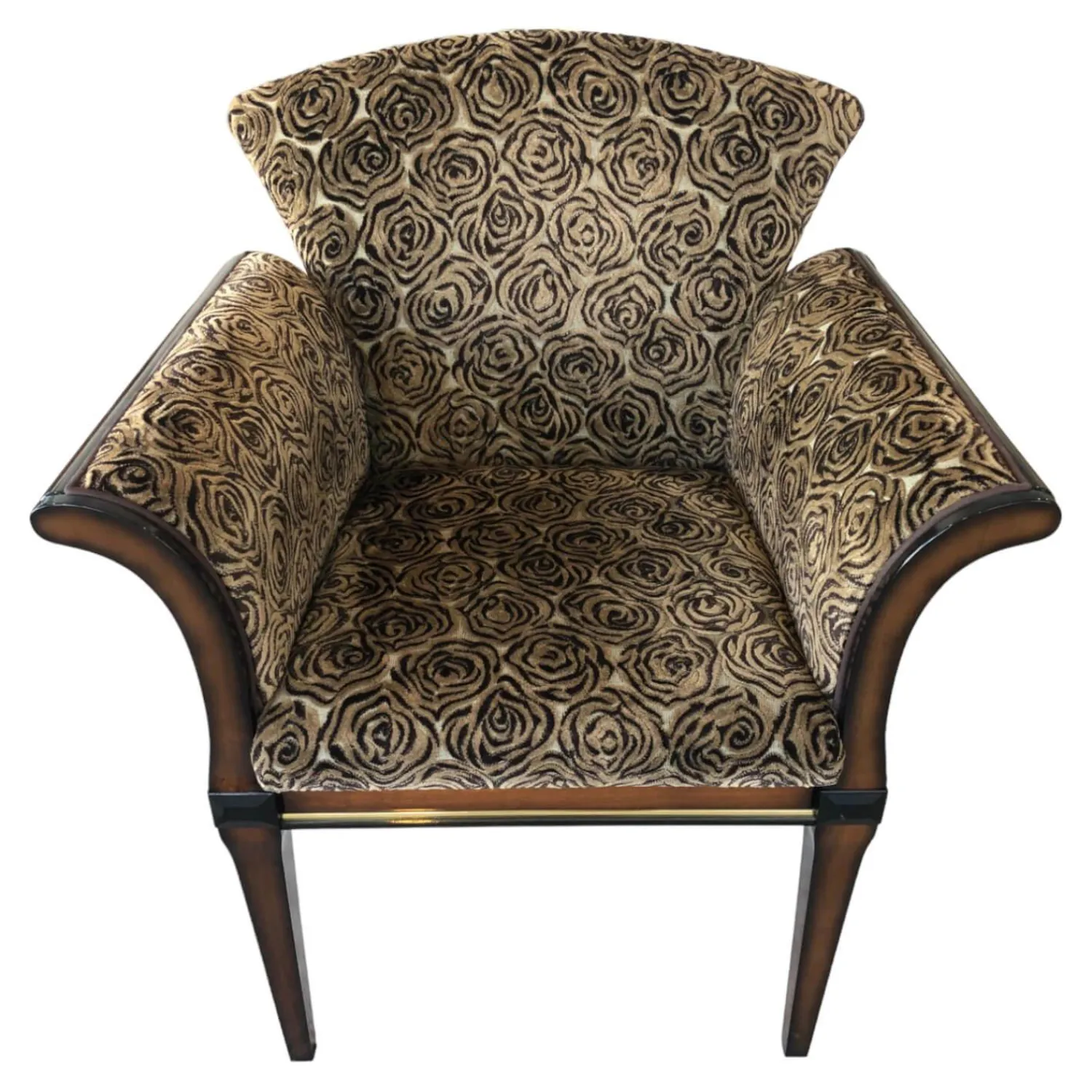 Finkeldei Relaxsessel|Sichtholzsessel Vera Stoff Montagna 3344 Braun Graubeige Gestell Sichtholz Dunkelbraun