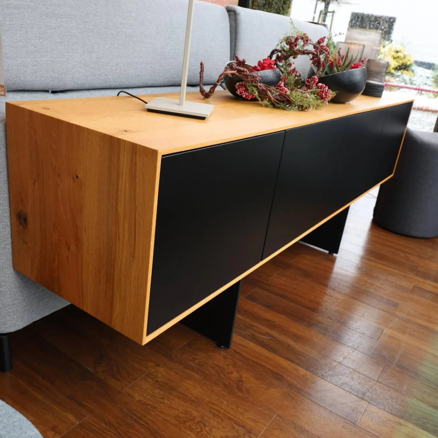 ASCO Kommoden & Sideboards|Sideboard Add On Eiche Natur Rustical Türen MDF Lackiert RAL 9005 Schwarz