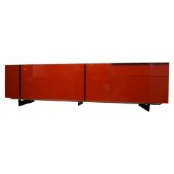 Kettnaker Kommoden & Sideboards|Sideboard Alea Lack Blutorange Rahmengestell und Griffleisten Alu Schwarz Matt