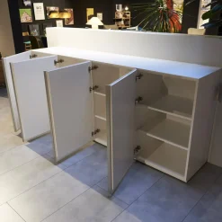 Kettnaker Kommoden & Sideboards|Sideboard Alea Lack Weiß Front Und Abdeckplatte Glas Matt Weiß Griffe Alu Matt