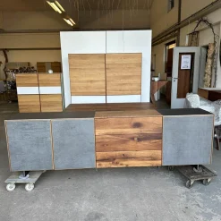 Scholtissek Kommoden & Sideboards|Sideboard Alleskönner 2 Holz Natur Geölt Türen Keramik Lava Iron Grau Seiten Stahlblech