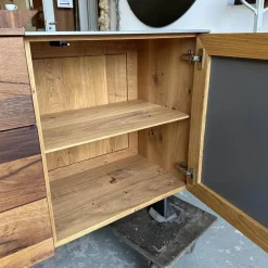 Scholtissek Kommoden & Sideboards|Sideboard Alleskönner 2 Holz Natur Geölt Türen Keramik Lava Iron Grau Seiten Stahlblech