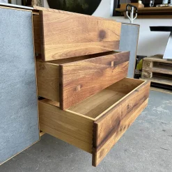 Scholtissek Kommoden & Sideboards|Sideboard Alleskönner 2 Holz Natur Geölt Türen Keramik Lava Iron Grau Seiten Stahlblech