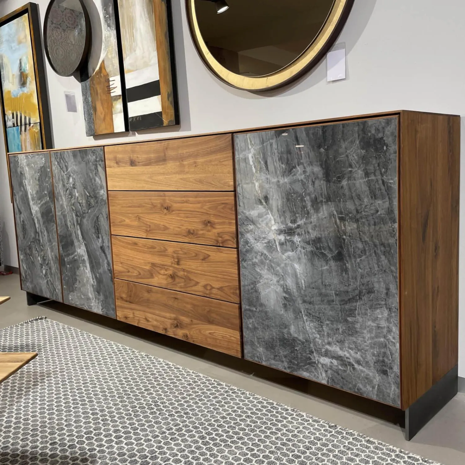 Scholtissek Kommoden & Sideboards|Sideboard Alleskönner Astiger Nussbaum Birke Natur Geölt Keramik Brunno