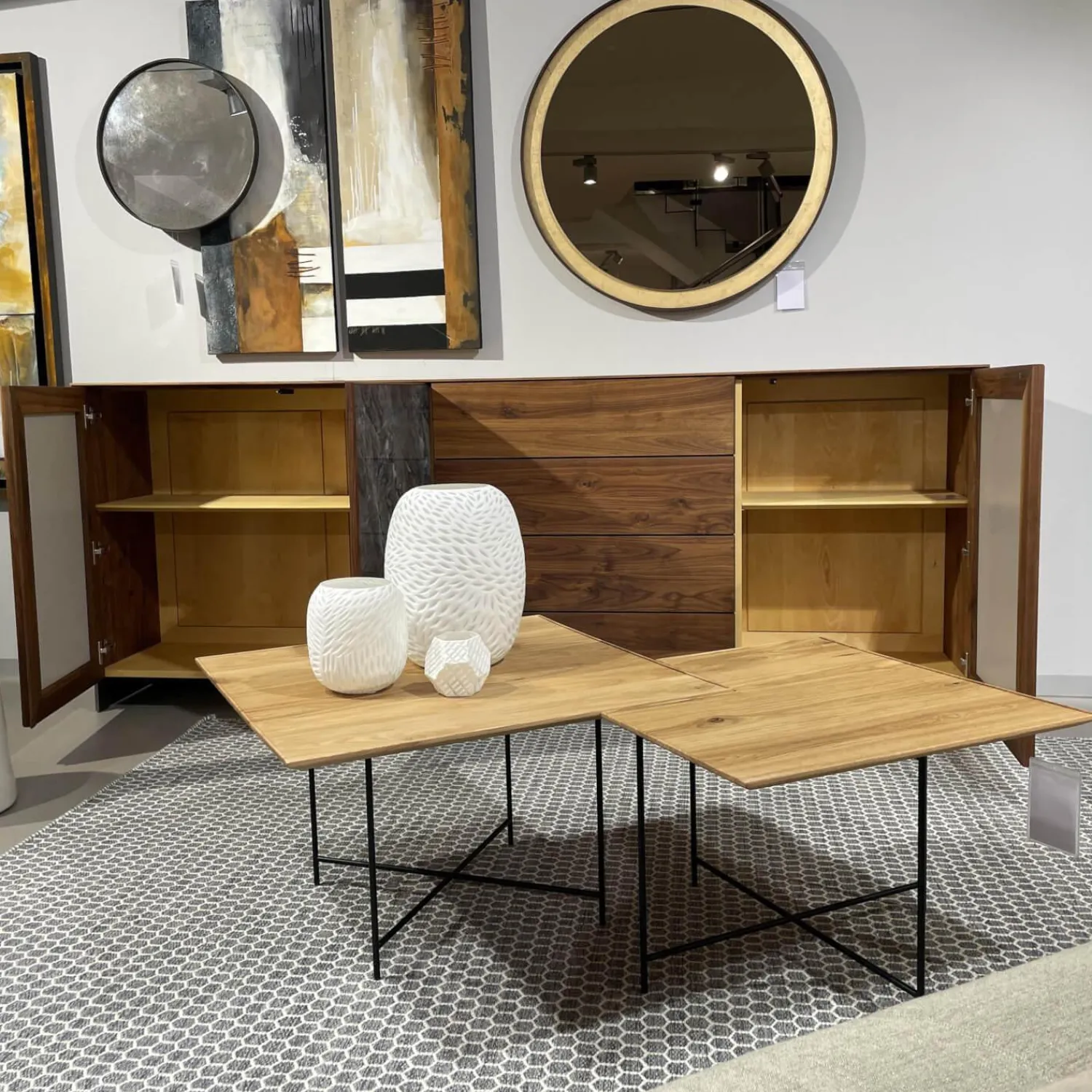 Scholtissek Kommoden & Sideboards|Sideboard Alleskönner Astiger Nussbaum Birke Natur Geölt Keramik Brunno