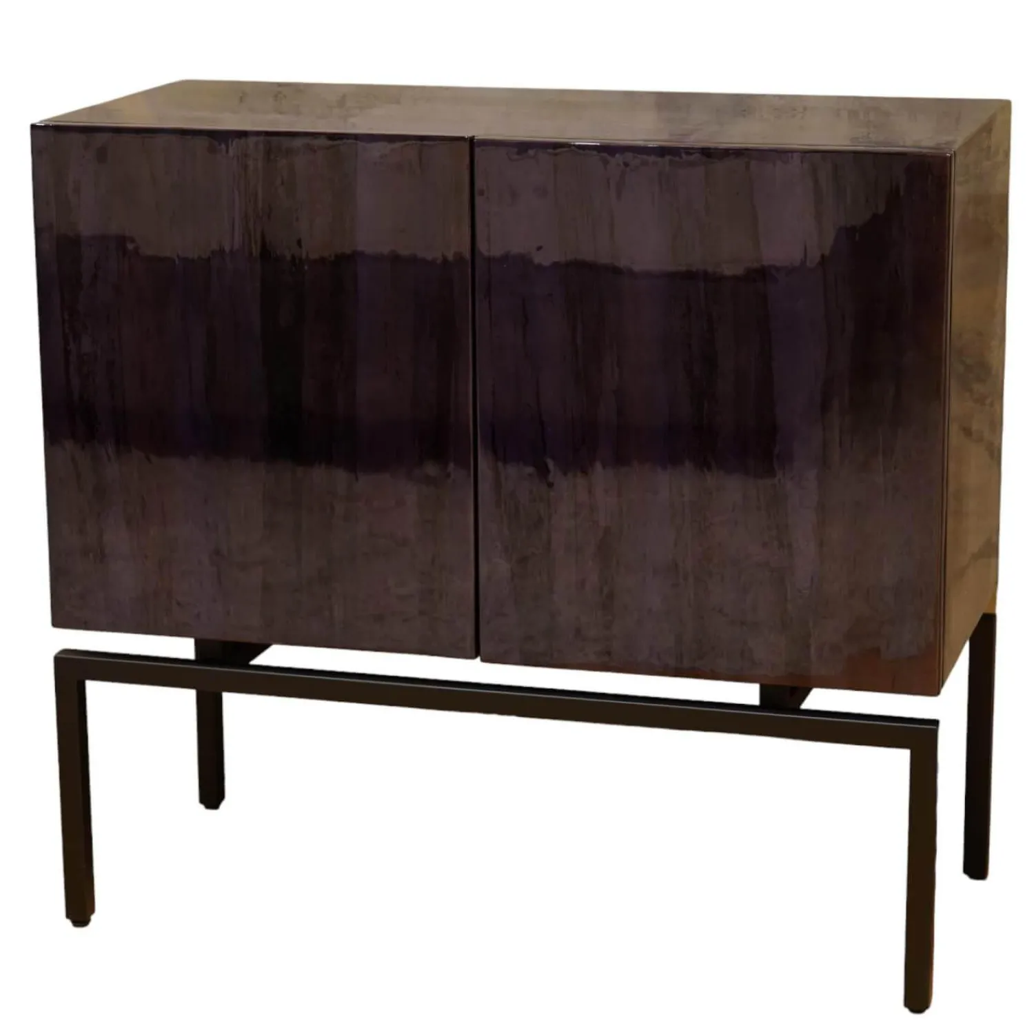 Lambert Kommoden & Sideboards|Sideboard Barney Außen Bananenblatt Grau Gefärbt Innen Lack Schwarz Metallgestell Pulverbeschichtet Schwarz